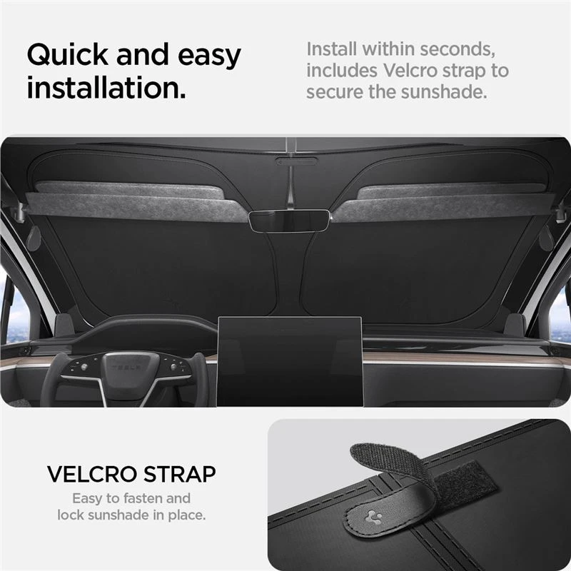 Spigen Tesla automobilio priekinio stiklo saulės skydelis, juodas - Tesla Model X