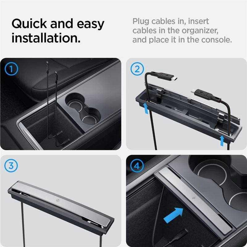 Spigen Tesla kabelių organizavimo stotelė, juoda - Tesla Model Y/3