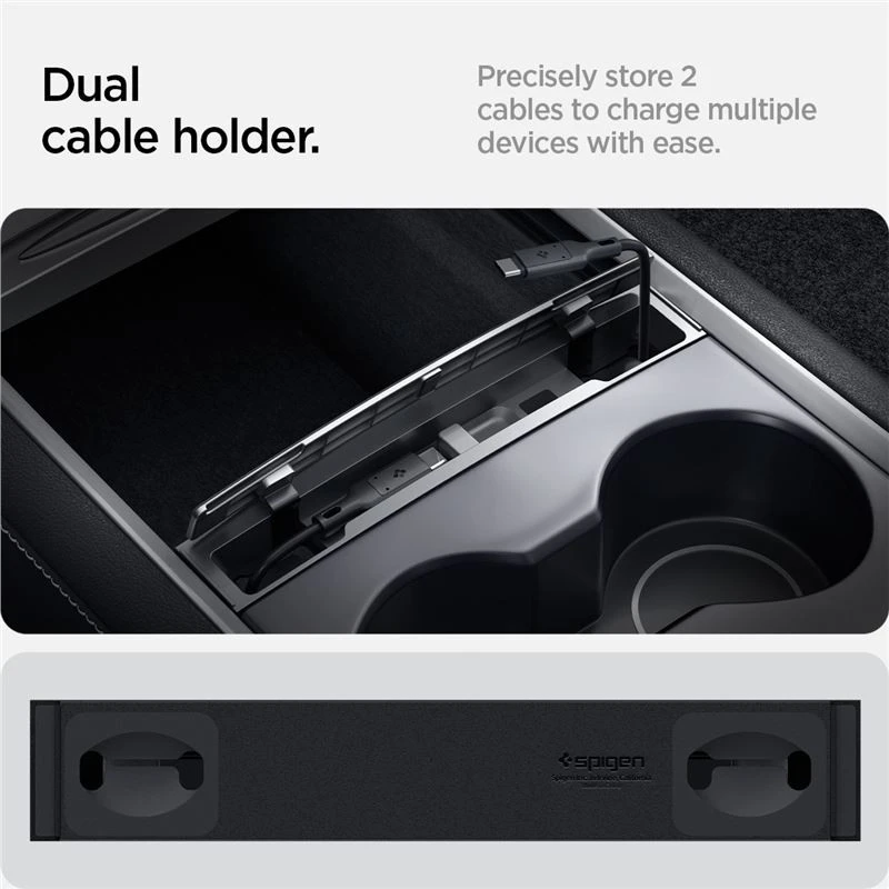Spigen Tesla kabelių organizavimo stotelė, juoda - Tesla Model Y/3