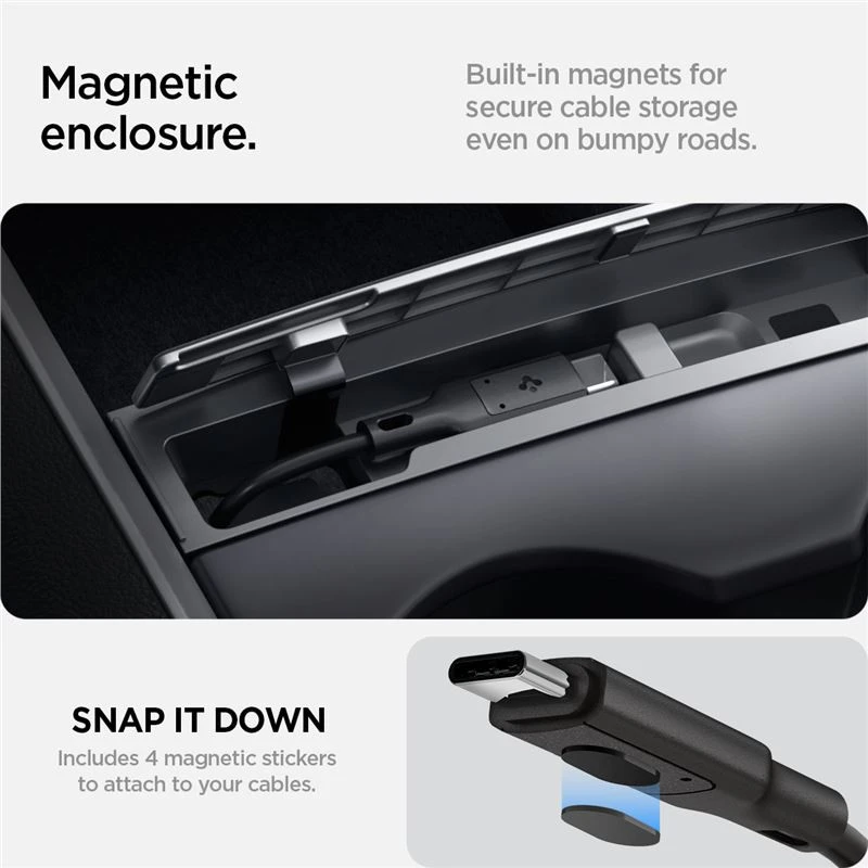 Spigen Tesla kabelių organizavimo stotelė, juoda - Tesla Model Y/3
