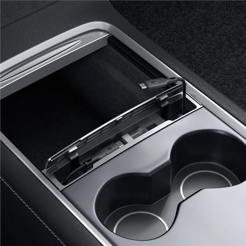 Spigen Tesla kabelių organizavimo stotelė, juoda - Tesla Model Y/3