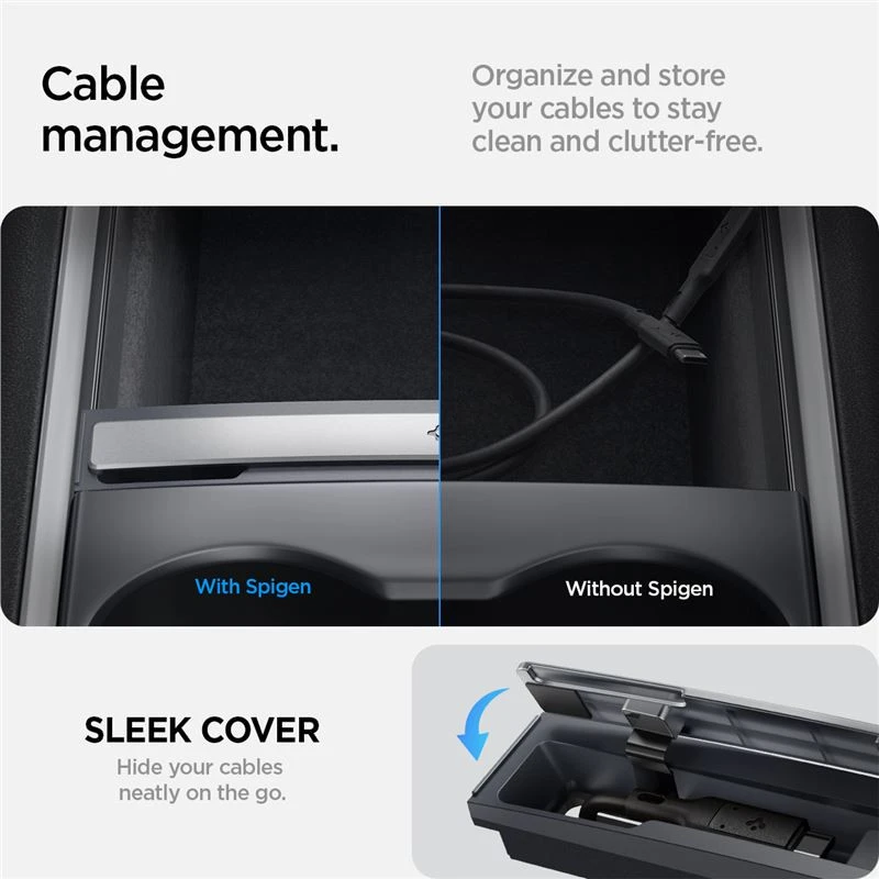 Spigen Tesla kabelių organizavimo stotelė, juoda - Tesla Model Y/3
