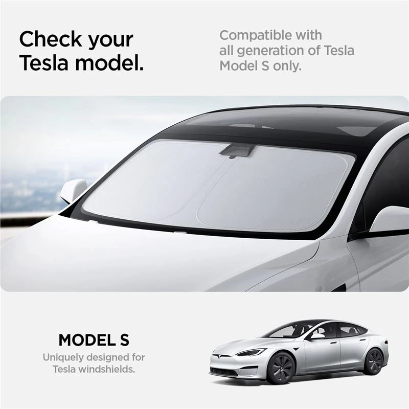 Spigen Tesla automobilio priekinio stiklo saulės skydelis, juodas - Tesla Model S