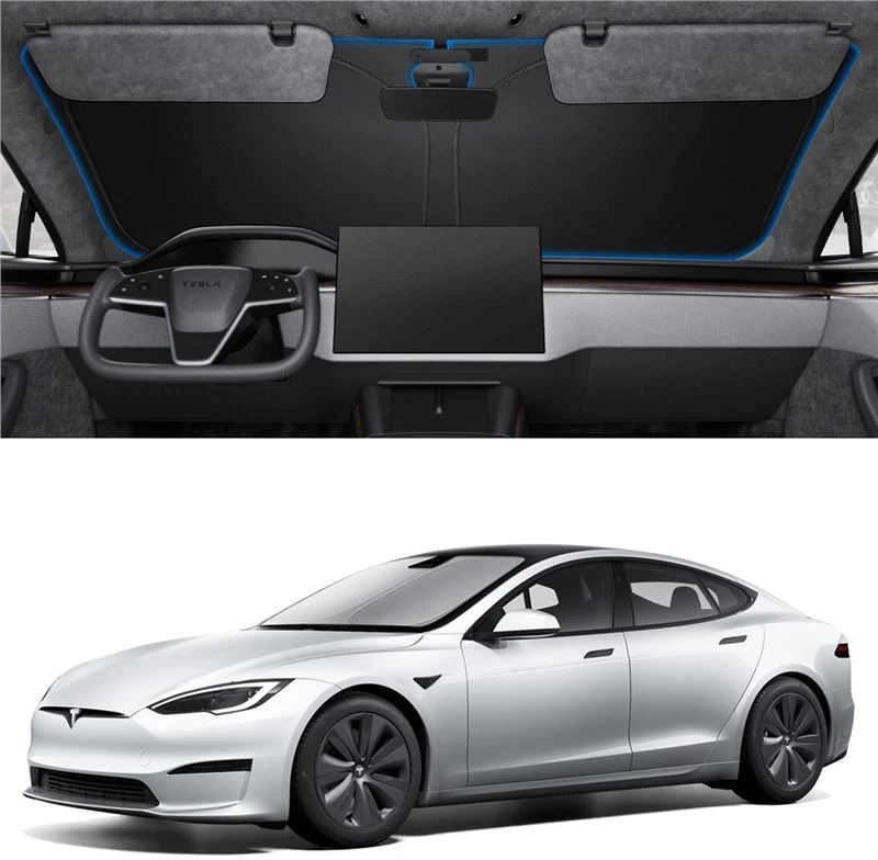 Spigen Tesla automobilio priekinio stiklo saulės skydelis, juodas - Tesla Model S