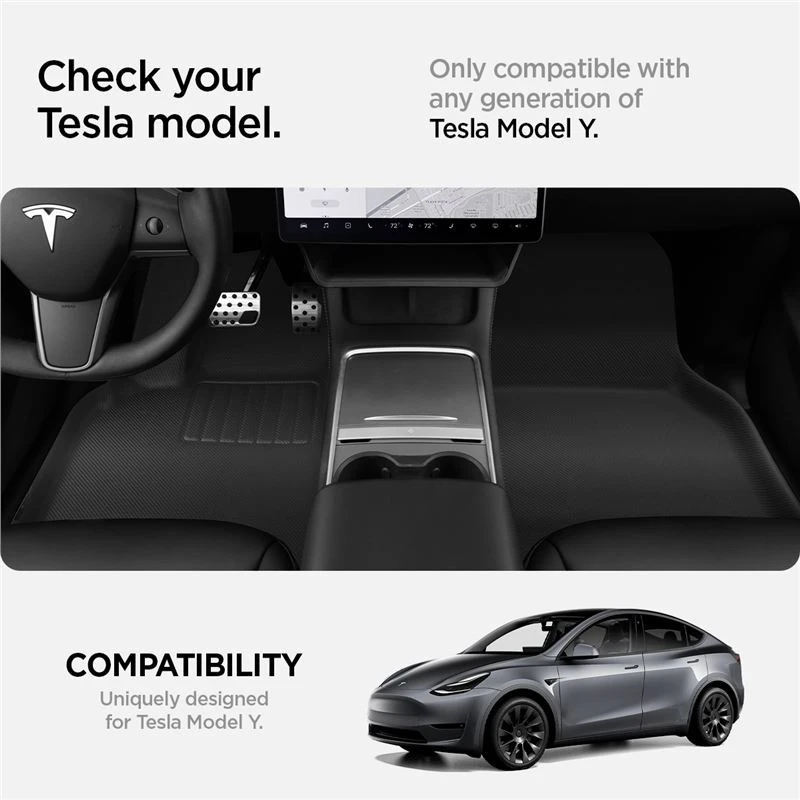 Spigen Tesla automobilio kilimėlis 1 ir 2 eilėms, juodas - Tesla Model Y
