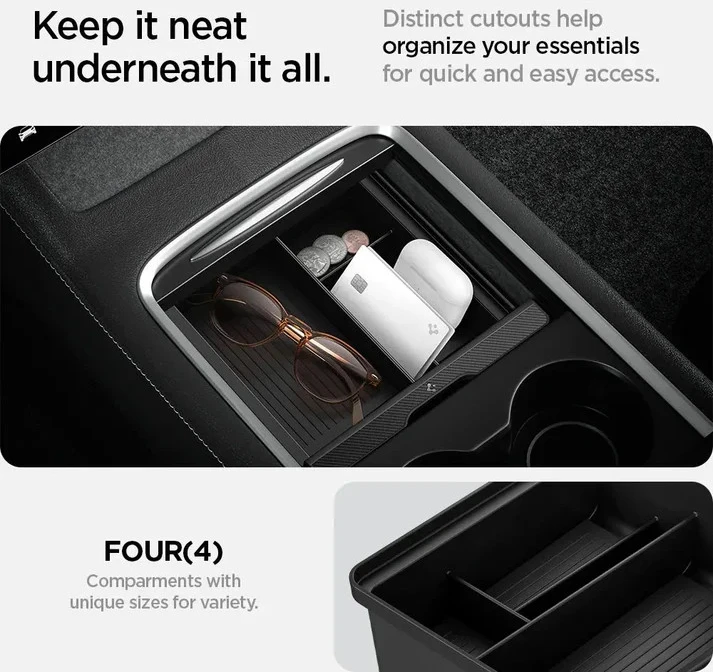 Spigen Tesla centrinės konsolės organizatorius, juodas - Model Y/3