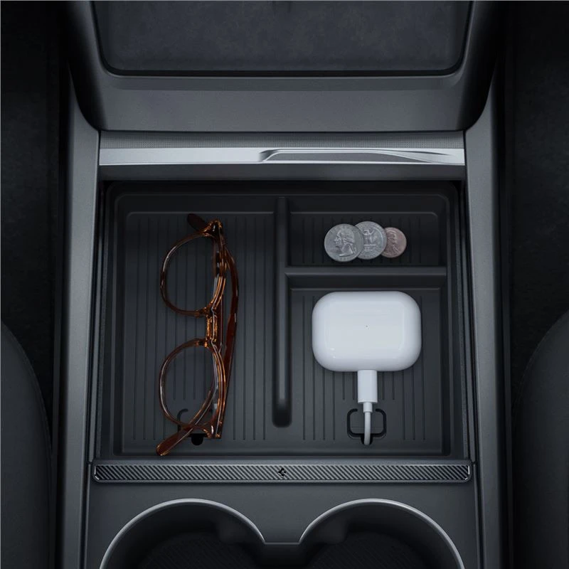 Spigen Tesla centrinės konsolės organizatorius (apatinis), juodas - Tesla Model 3 2024 m.