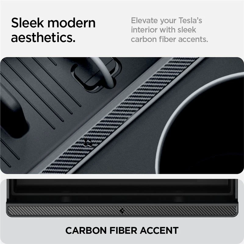 Spigen Tesla centrinės konsolės organizatorius (apatinis), juodas - Tesla Model 3 2024 m.
