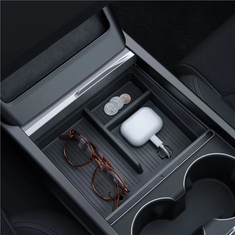 Spigen Tesla centrinės konsolės organizatorius (apatinis), juodas - Tesla Model 3 2024 m.