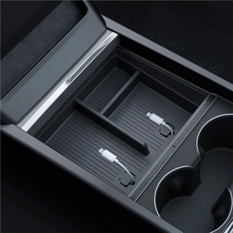 Spigen Tesla centrinės konsolės organizatorius (apatinis), juodas - Tesla Model 3 2024 m.