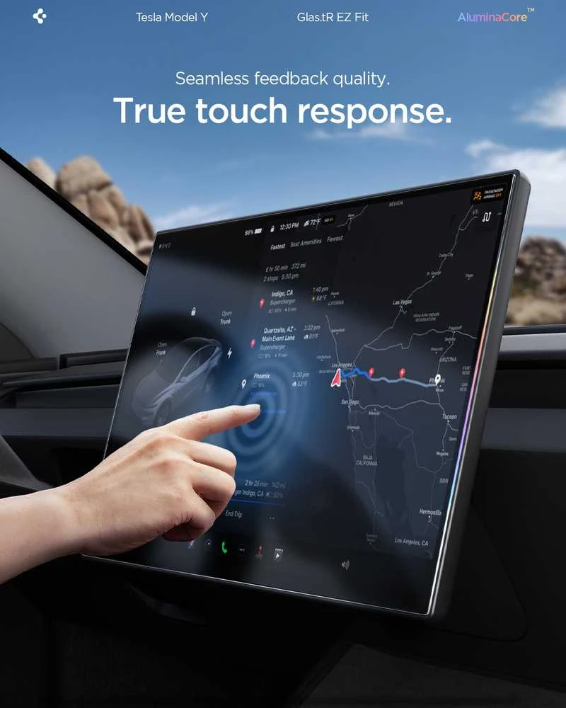 Ekrano apsauginis stiklas Spigen Tesla EZ Fit antirefleksinis matinis FC, juodas - Tesla Model Y L 2026