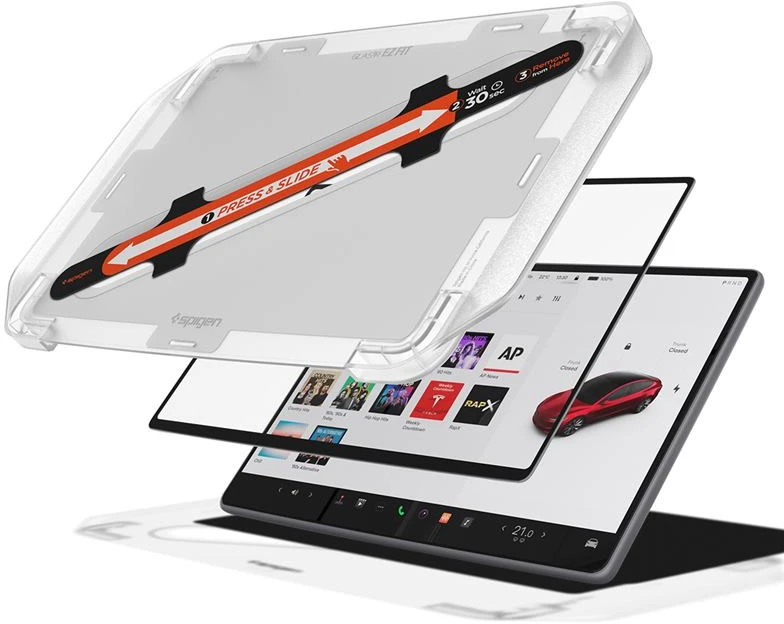 Spigen Tesla EZ Fit antirefleksinė ekrano apsauga, 1 vnt., skaidri - Tesla Model 3 2024