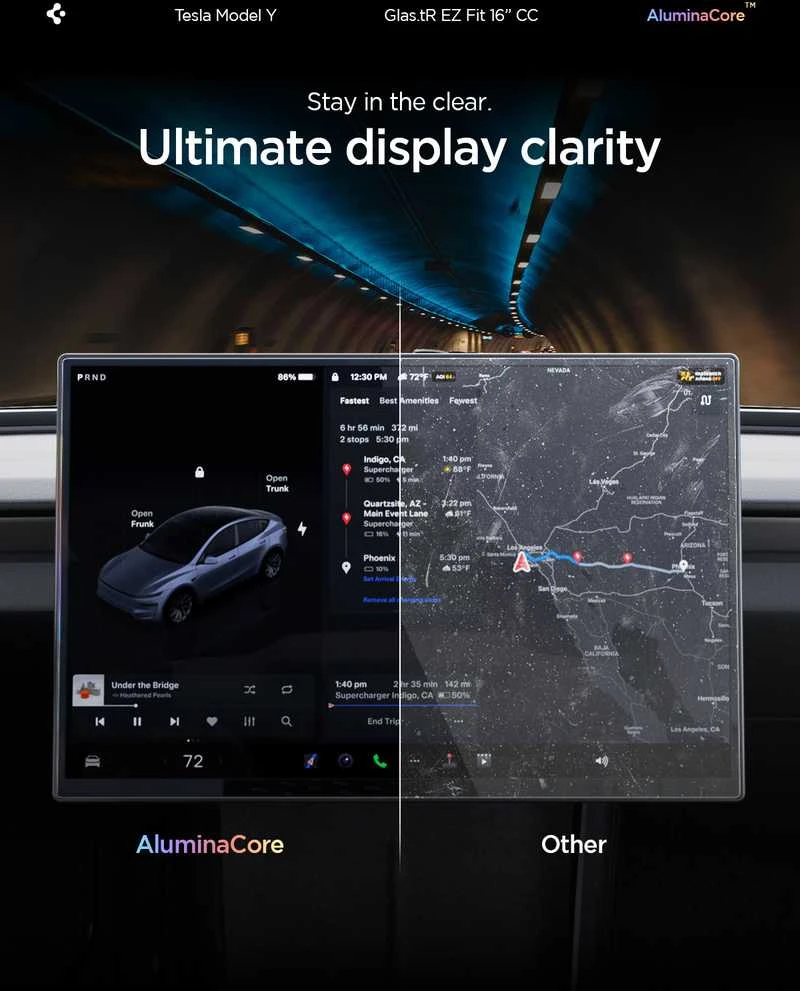 Ekrano apsauginis stiklas Spigen Tesla EZ Fit skaidrus, permatomas - Tesla Model Y L 2026