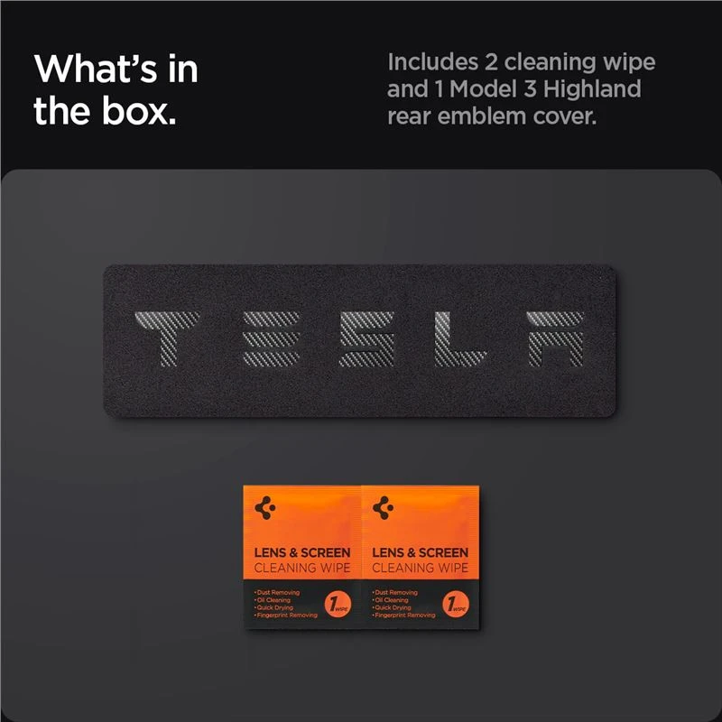 Spigen Tesla galinio ženklo (emblemos) pilnas uždangalas, anglies pluoštas - Tesla Model 3 2024