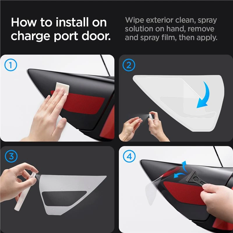 Spigen Tesla apsauginė plėvelė ir apklijavimo rinkinys įkrovimo lizdui (ES), anglies raštas - Tesla Model Y/3