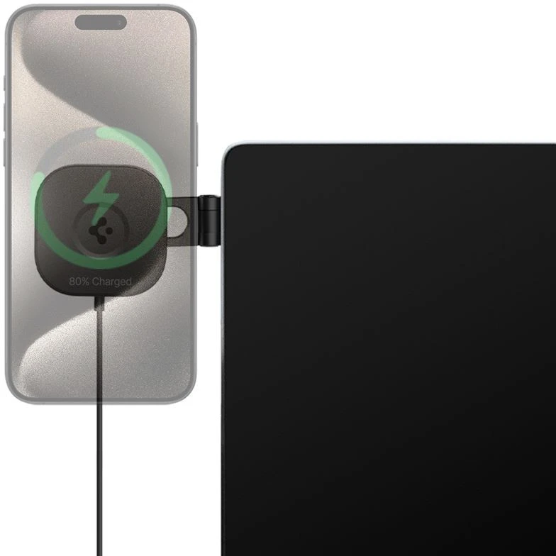 Spigen Tesla OneTap Pro 3 belaidis automobilinis įkroviklis - tvirtinimas prie ekrano