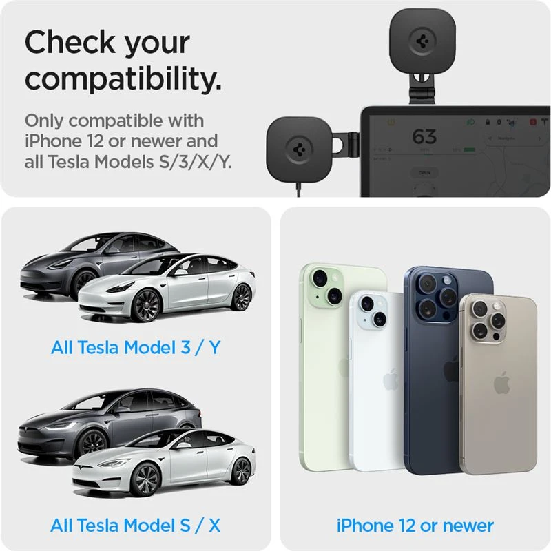 Spigen Tesla OneTap Pro 3 belaidis automobilinis įkroviklis - tvirtinimas prie ekrano