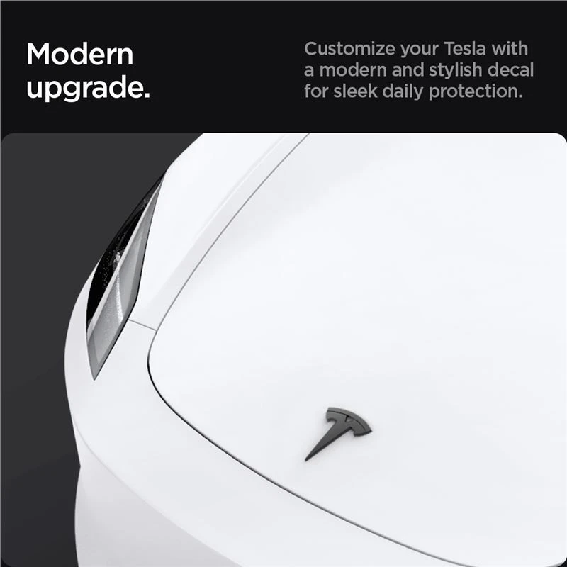 Spigen Tesla priekinės emblemos pilnas dangtelis, juodas - Tesla Model 3 2024