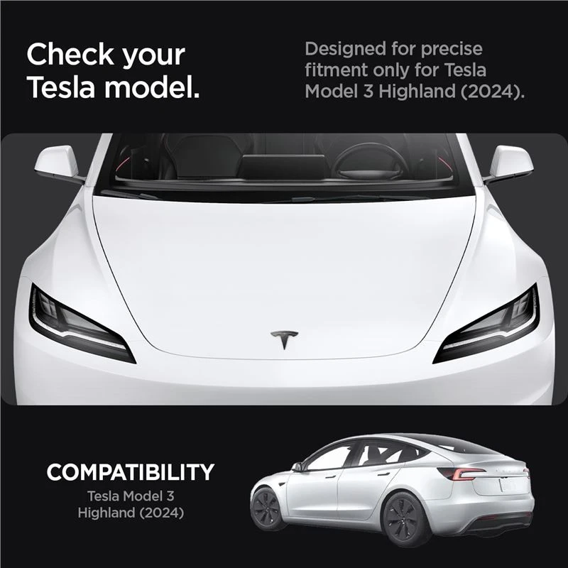 Spigen Tesla priekinės emblemos pilnas dangtelis, anglies pluoštas - Tesla Model 3 2024