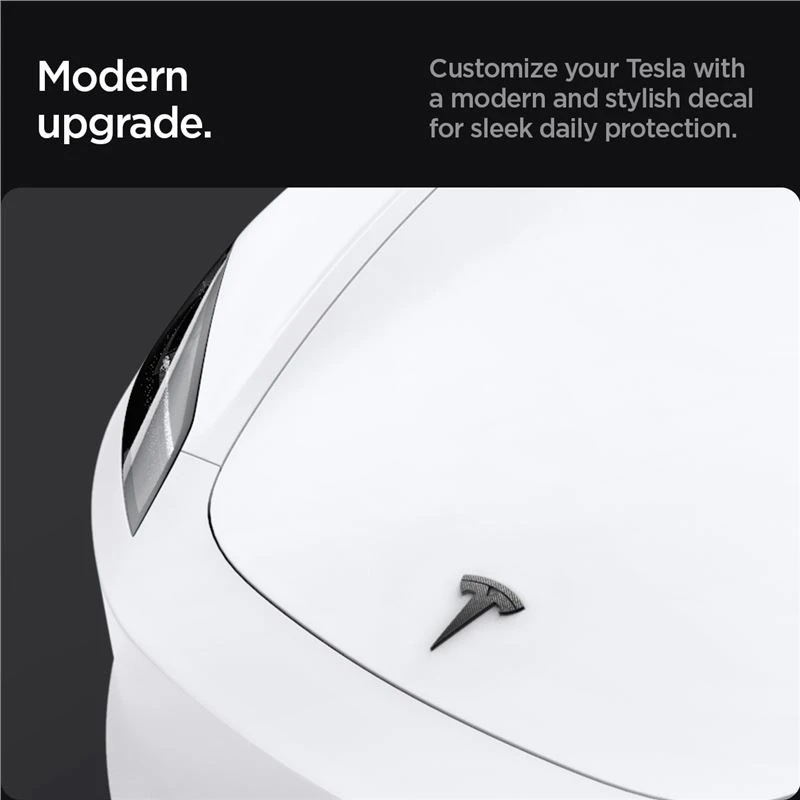 Spigen Tesla priekinės emblemos pilnas dangtelis, anglies pluoštas - Tesla Model 3 2024