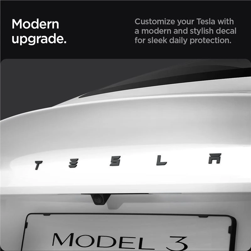 Spigen Tesla galinės emblemos (logotipo) pilnas dangtelis, juodas - Tesla Model 3 2024