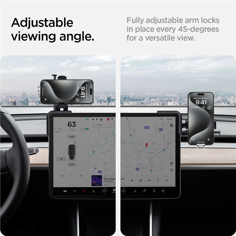 Spigen Tesla TapLock universalus automobilinis laikiklis, juodas - ekranas