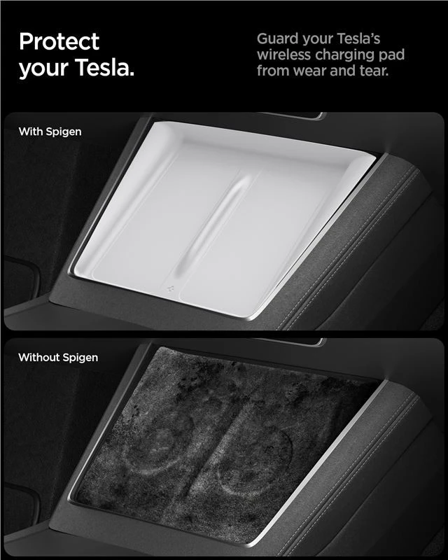 Spigen Tesla belaidžio įkrovimo kilimėlio dangtelis, baltas - Tesla Model Y 2025