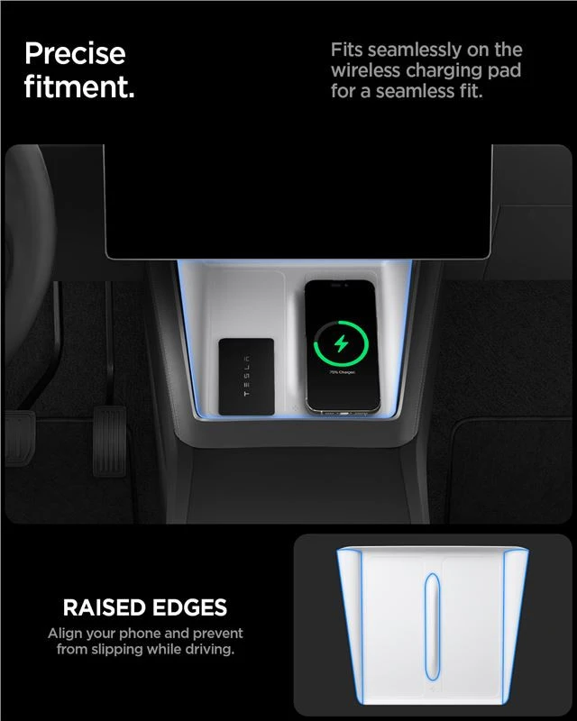 Spigen Tesla belaidžio įkrovimo kilimėlio dangtelis, baltas - Tesla Model Y 2025