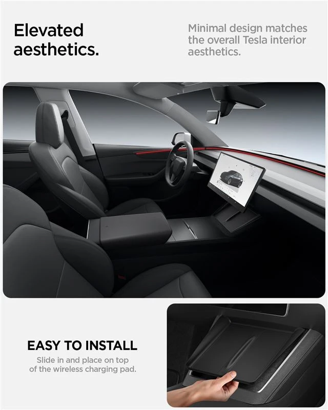 Spigen Tesla belaidžio įkrovimo pado dangtelis, juodas - Tesla Model Y 2025