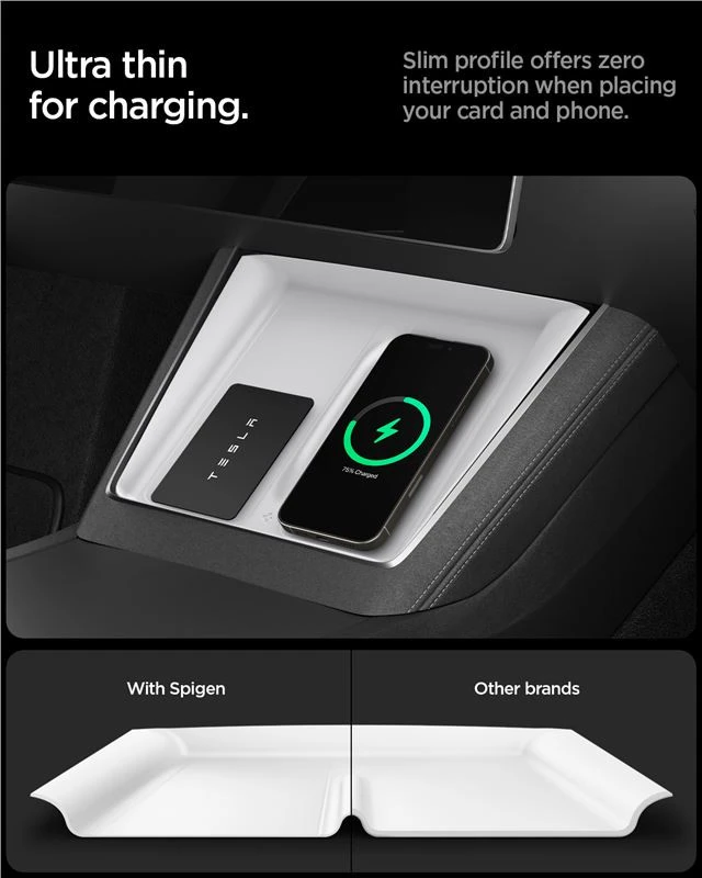 Spigen Tesla belaidžio įkrovimo kilimėlio dangtelis, baltas - Tesla Model Y 2025