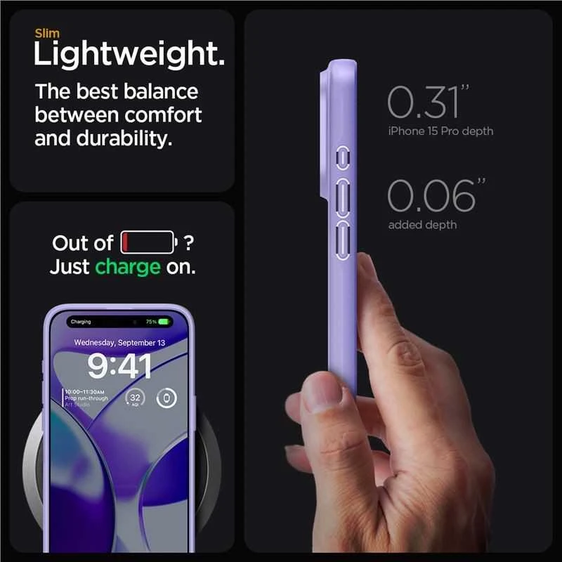 Spigen Thin Fit dėklas skirtas Apple iPhone 15 Pro,  spalva - Iris Purple