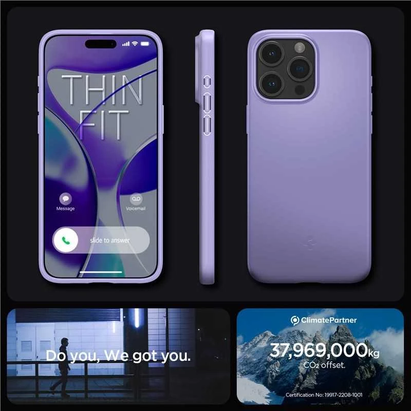 Spigen Thin Fit dėklas skirtas Apple iPhone 15 Pro,  spalva - Iris Purple