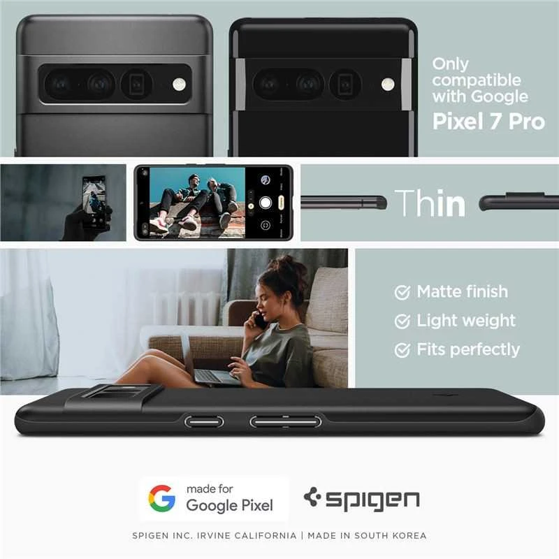 Dėklas „Spigen Thin Fit“, juodas – „Google Pixel 7 Pro“