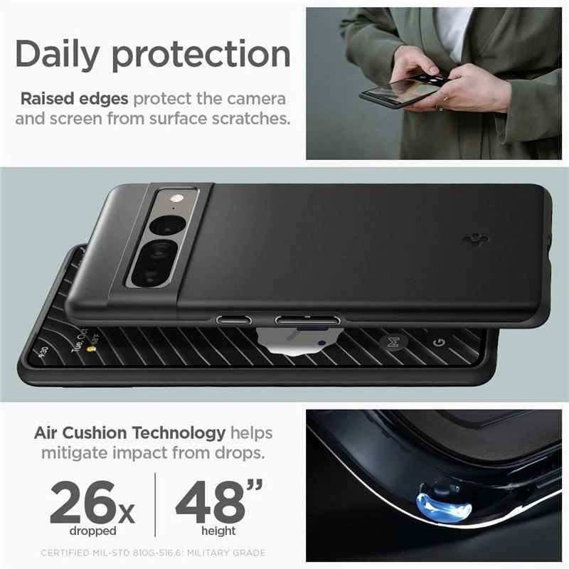 Dėklas „Spigen Thin Fit“, juodas – „Google Pixel 7 Pro“