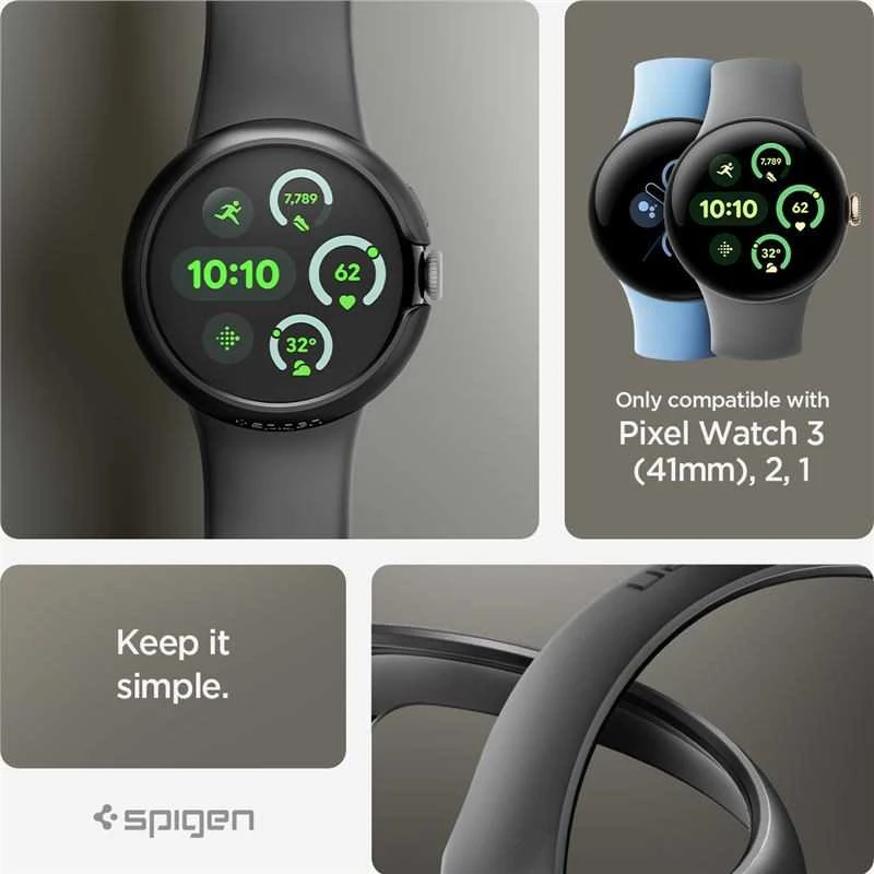 Spigen Thin Fit, juodas - Google Pixel Watch 3/2/1 (41mm)