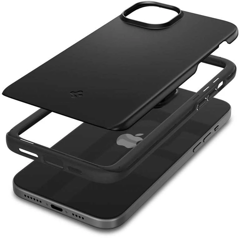 Spigen Thin Fit dėklas skirtas Apple iPhone 15,  spalva - Juoda