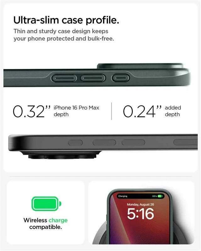 Spigen Thin Fit MagSafe Apple iPhone 16 Pro Max – dėklas telefonui žalios spalvos