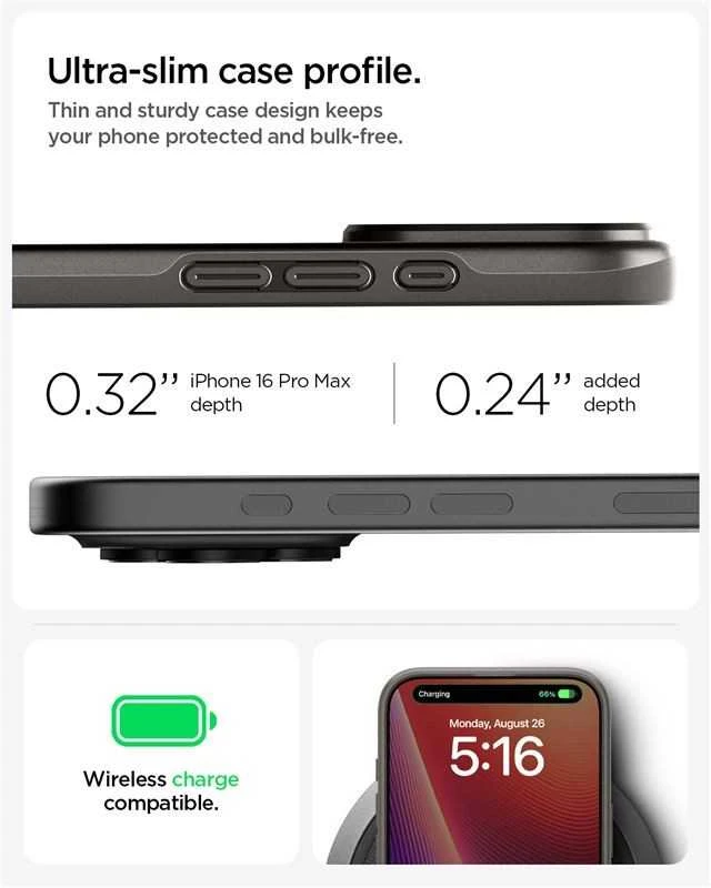 Spigen Thin Fit MagSafe Apple iPhone 16 Pro Max – dėklas telefonui juodos spalvos