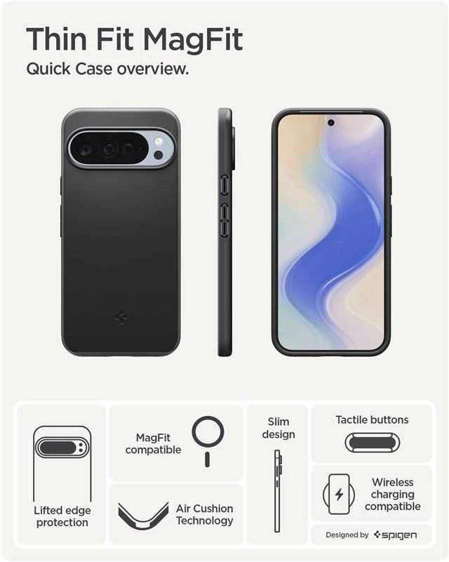 Spigen Thin Fit Mag MagSafe dėklas, skirtas Google Pixel 10 Pro XL - Juodas