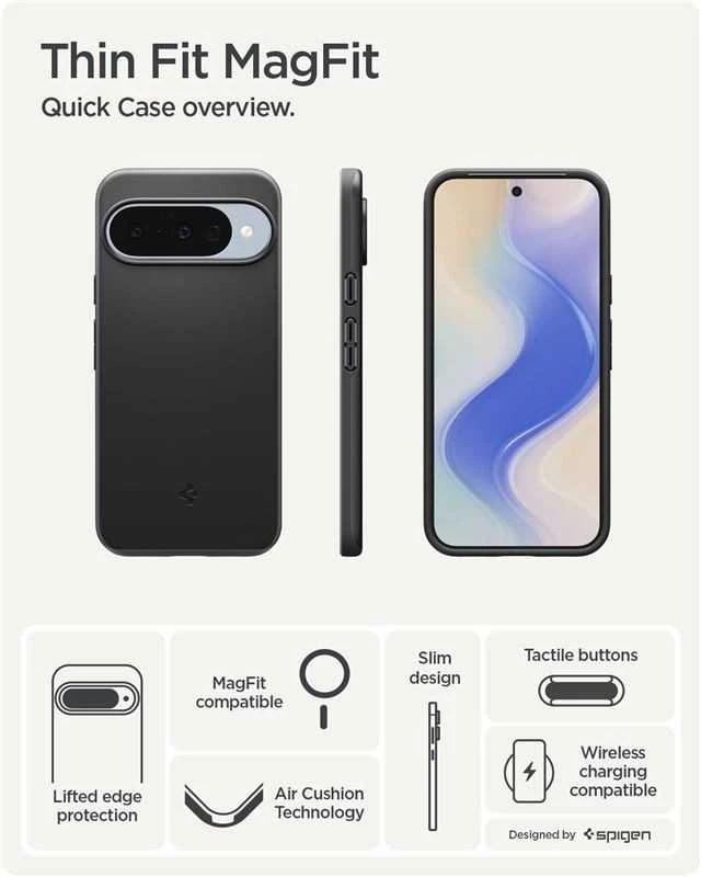 Spigen Thin Fit Mag MagSafe dėklas skirtas Google Pixel 10 / 10 Pro – juodos spalvos