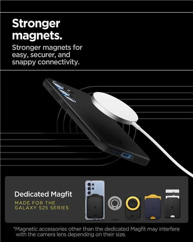 Spigen Thin Fit Mag MagSafe – dėklas skirtas Samsung Galaxy S25 Juodas