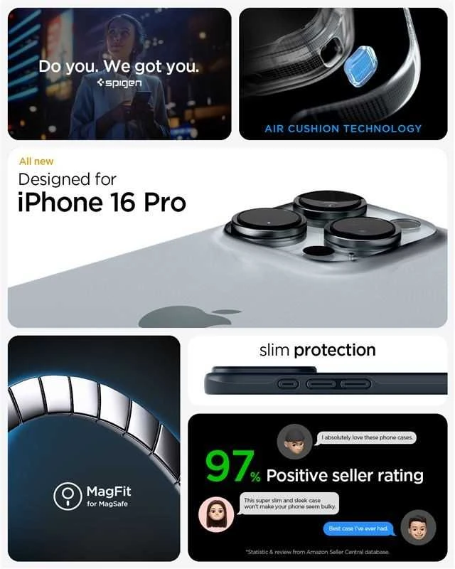 Spigen Thin Fit MagSafe dėklas, skirtas iPhone 16 Pro – tamsiai pilkas