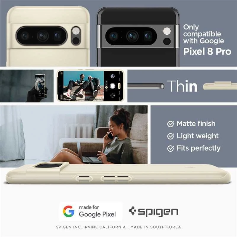Dėklas Spigen Thin Fit, prigesinta bežinė - Google Pixel 8 Pro
