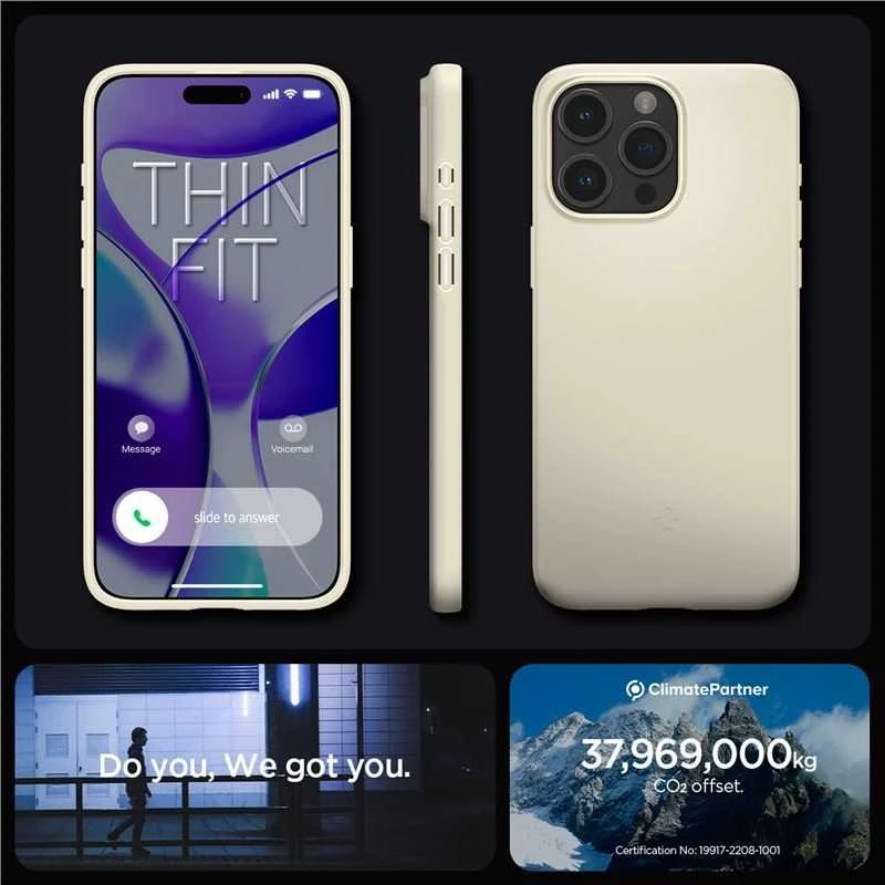 Spigen Thin Fit dėklas skirtas Apple iPhone 15 Pro,  spalva - Mute Beige