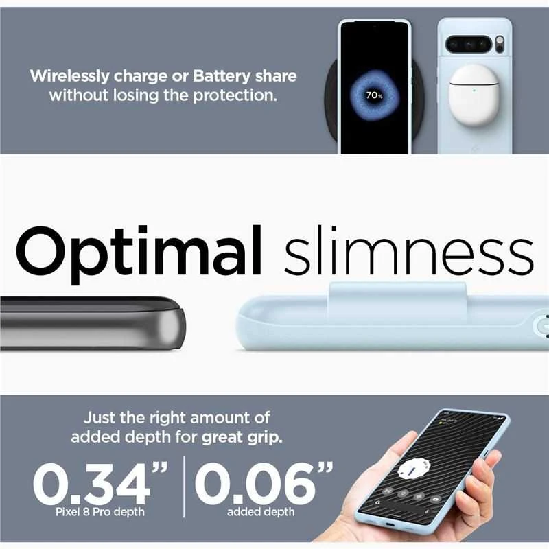 Dėklas Spigen Thin Fit, prislopinta mėlyna - Google Pixel 8 Pro