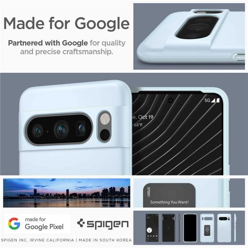 Dėklas Spigen Thin Fit, prislopinta mėlyna - Google Pixel 8 Pro