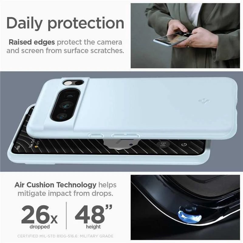 Dėklas Spigen Thin Fit, prislopinta mėlyna - Google Pixel 8 Pro