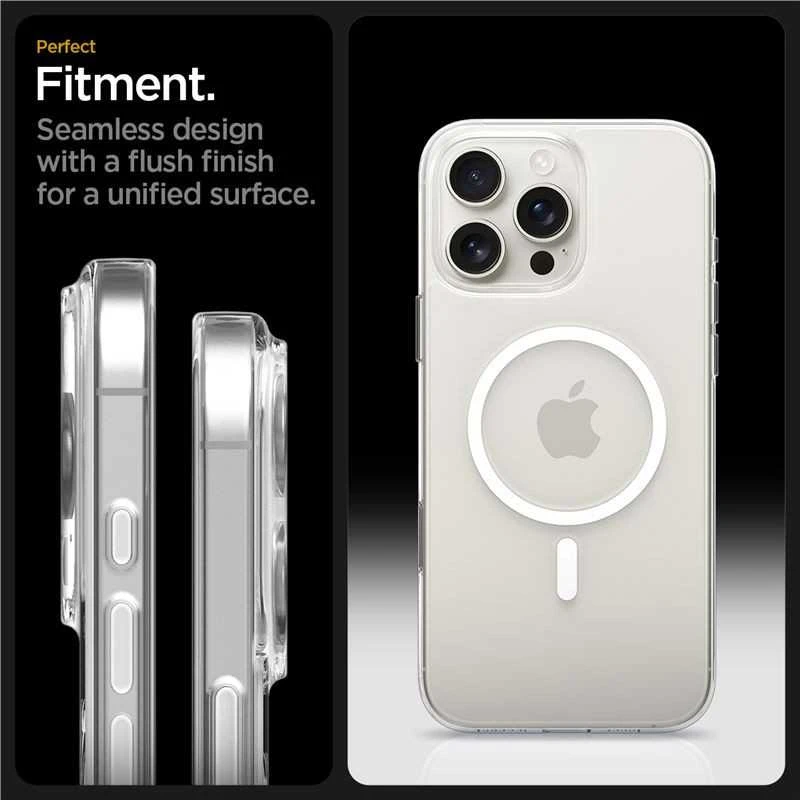 Dėklas Spigen Thin Fit T MagSafe, skaidrus baltas - iPhone 16 Pro