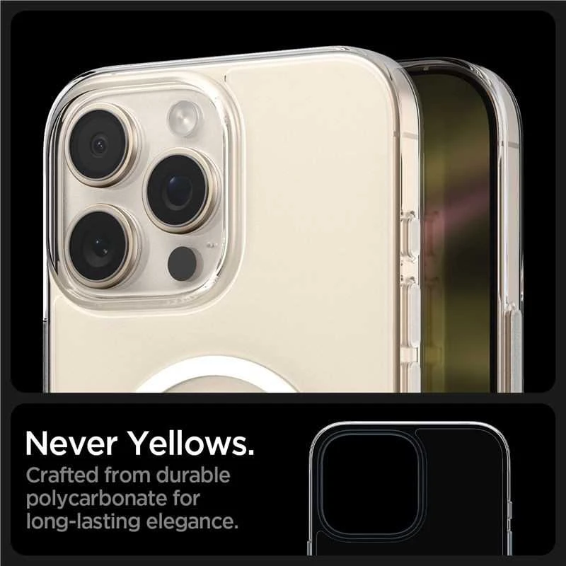 Dėklas Spigen Thin Fit T MagSafe, skaidrus baltas - iPhone 16 Pro