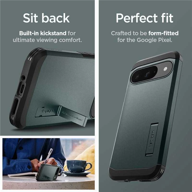 Spigen Tough Armor – dėklas skirtas Google Pixel 9 / 9 Pro Abyss Žalias